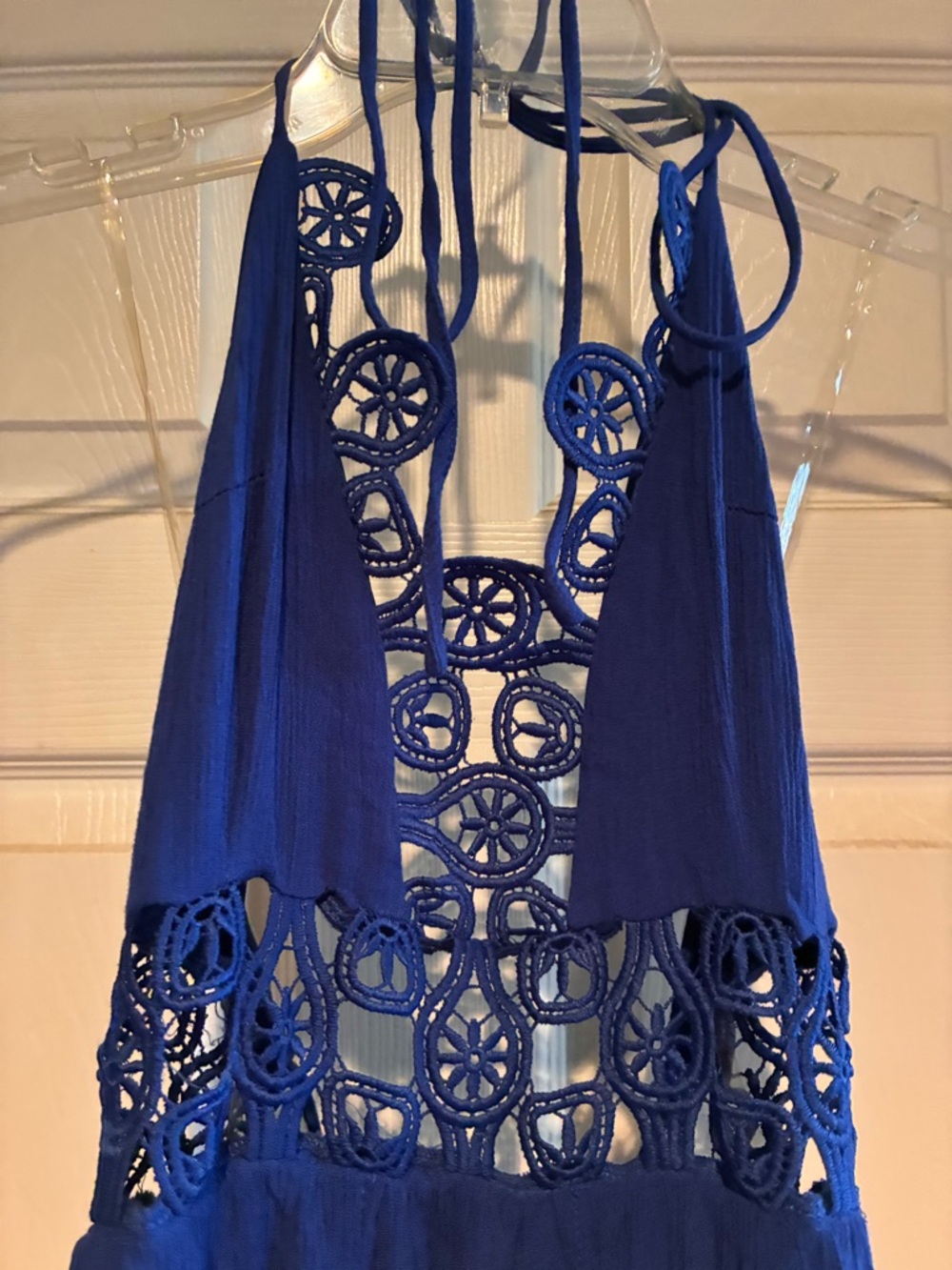 Shinestar Royal Blue Crochet Maxi Dress